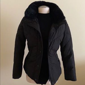 ❤️Calvin Klein Down Puffer Coat Black w/Faux Fur